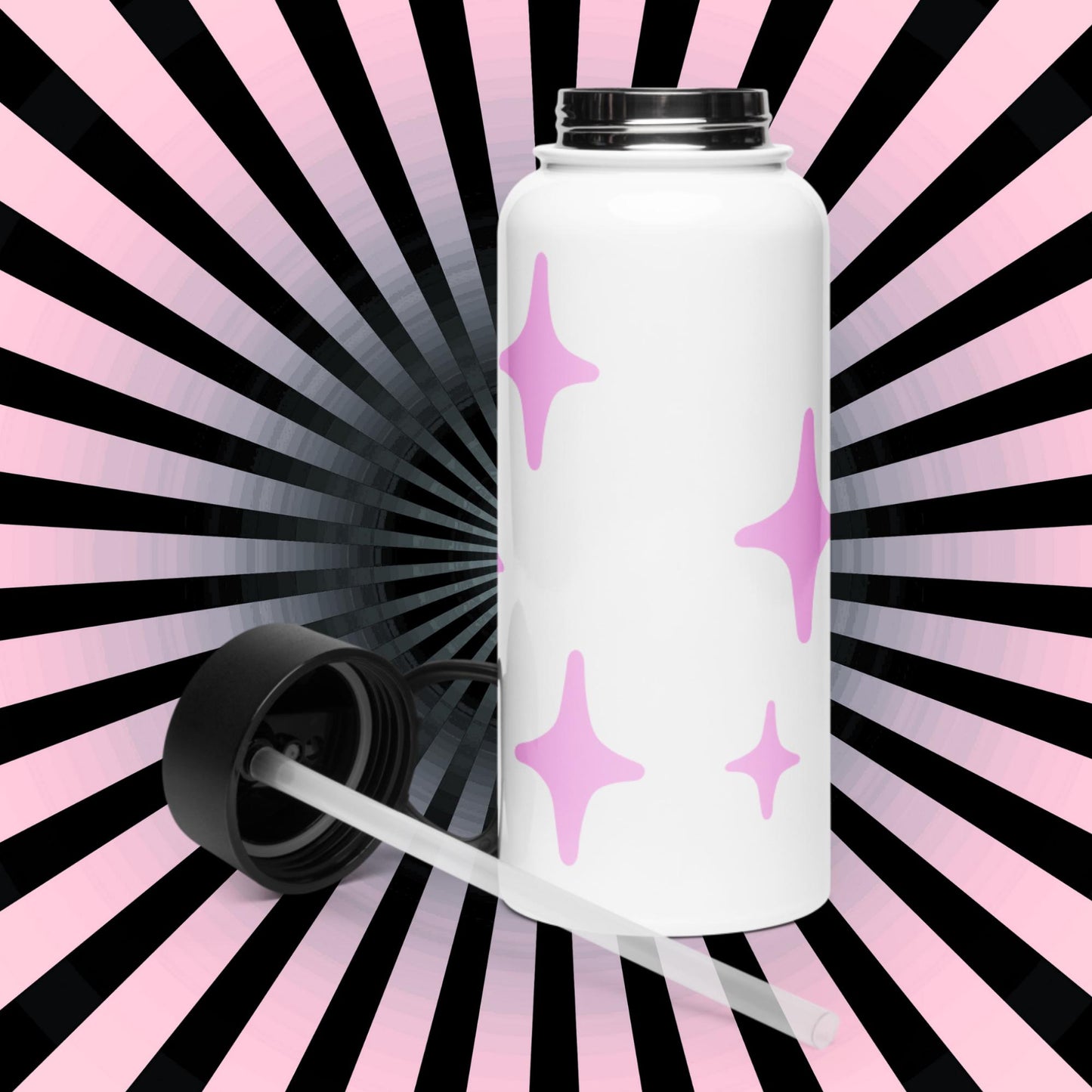 Creepy Cute Skeleton Weirdcore Pastel Grunge Opossum Tumbler Stainless Steel Water Bottle with Straw & Lid