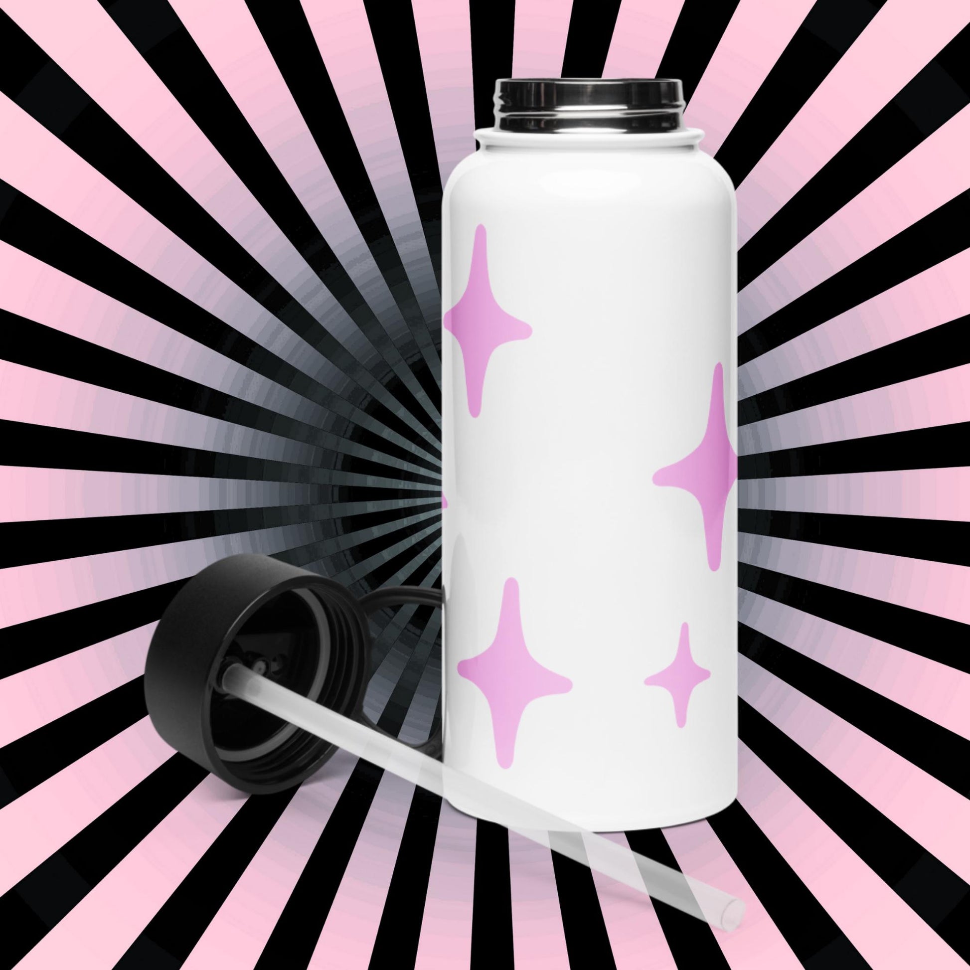 Creepy Cute Skeleton Weirdcore Pastel Grunge Opossum Tumbler Stainless Steel Water Bottle with Straw & Lid
