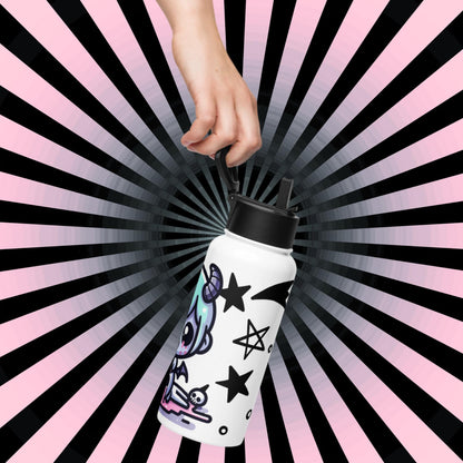 Creepy Cute Kawaii Anime Demon Boy Weirdcore Tumbler Stainless Steel Water Bottle with Straw & Lid