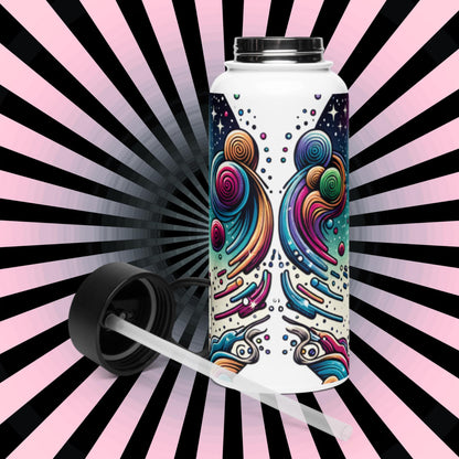 Shaman Hyena Neon Goth Grunge Weirdcore Tumbler Stainless Steel Water Bottle with Straw & Lid