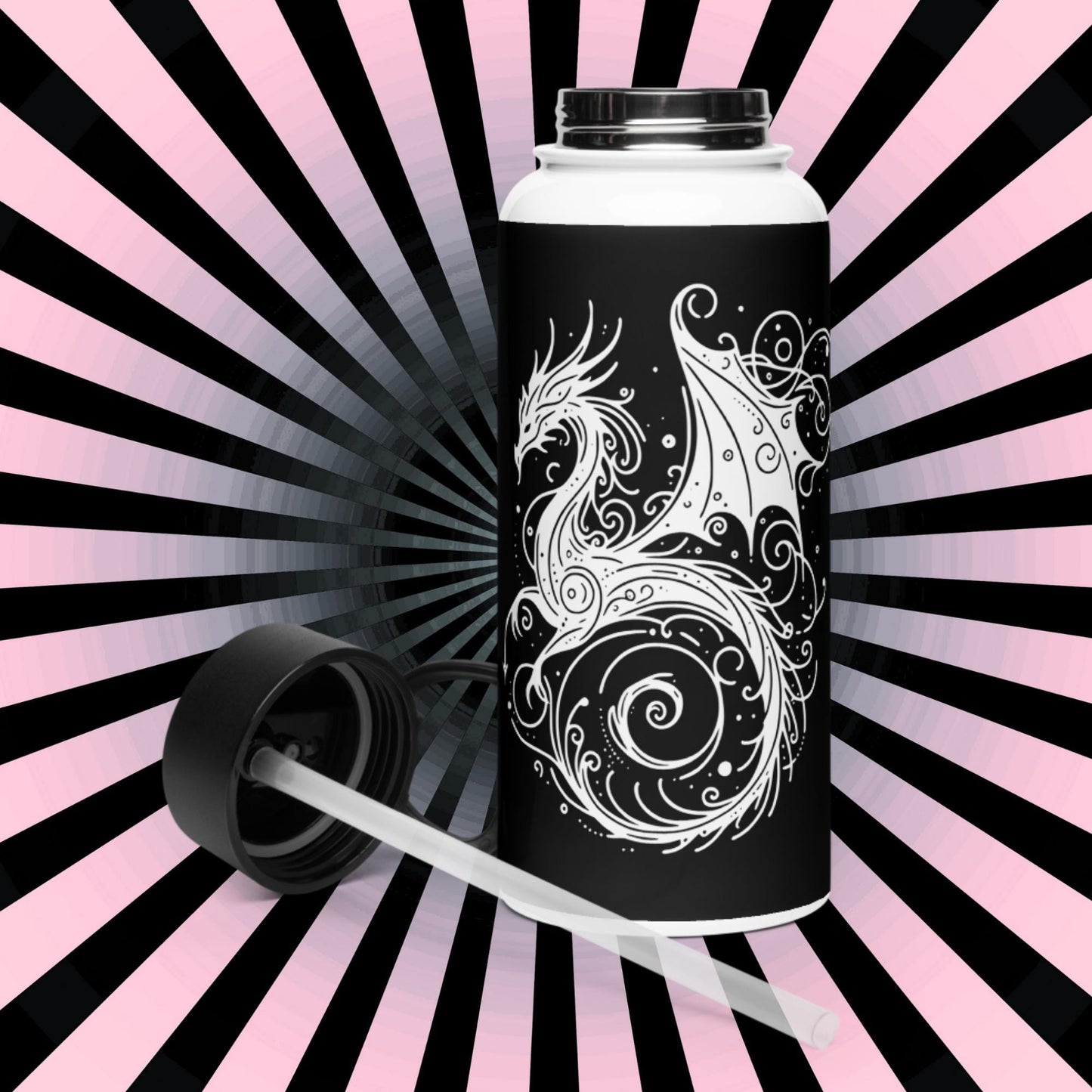 Darkcore Gothic Grunge Boy Starry Goth Night Tumbler Stainless Steel Water Bottle with Straw & Lid