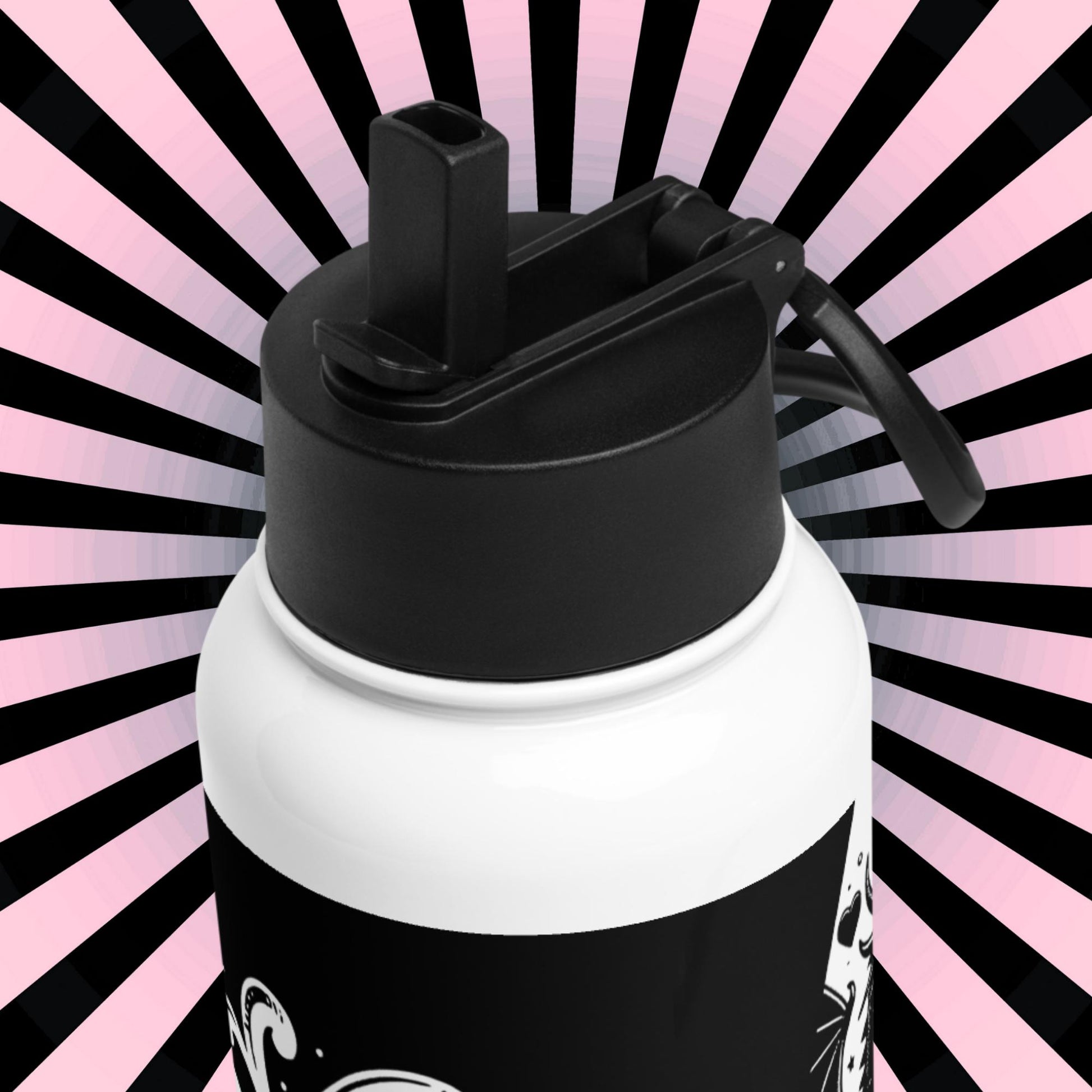 OutCry Goth Boy Screaming Broken Heart Grunge Tumbler Stainless Steel Water Bottle with Straw & Lid