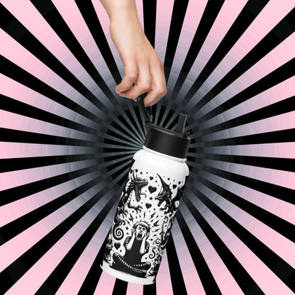 OutCry Goth Boy Screaming Broken Heart Grunge Tumbler Stainless Steel Water Bottle with Straw & Lid