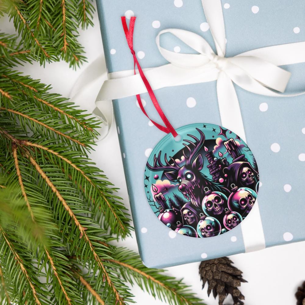 Spooky Skulls Cute Horror Holiday Christmas Haunted Reindeer Weirdcore Goth Grunge Acrylic Xmas Ornament