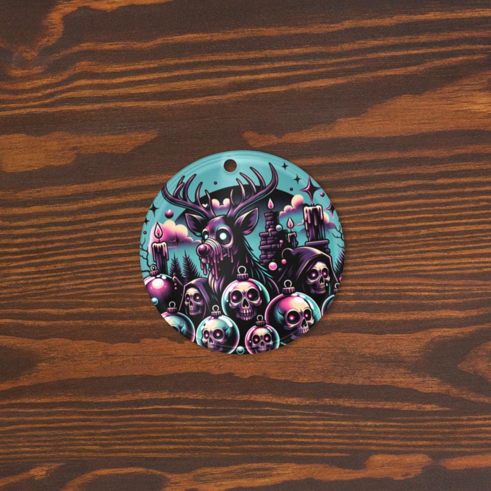 Spooky Skulls Cute Horror Holiday Christmas Haunted Reindeer Weirdcore Goth Grunge Acrylic Xmas Ornament