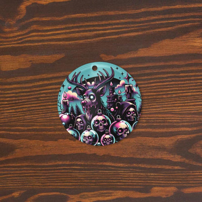 Spooky Skulls Cute Horror Holiday Christmas Haunted Reindeer Weirdcore Goth Grunge Acrylic Xmas Ornament