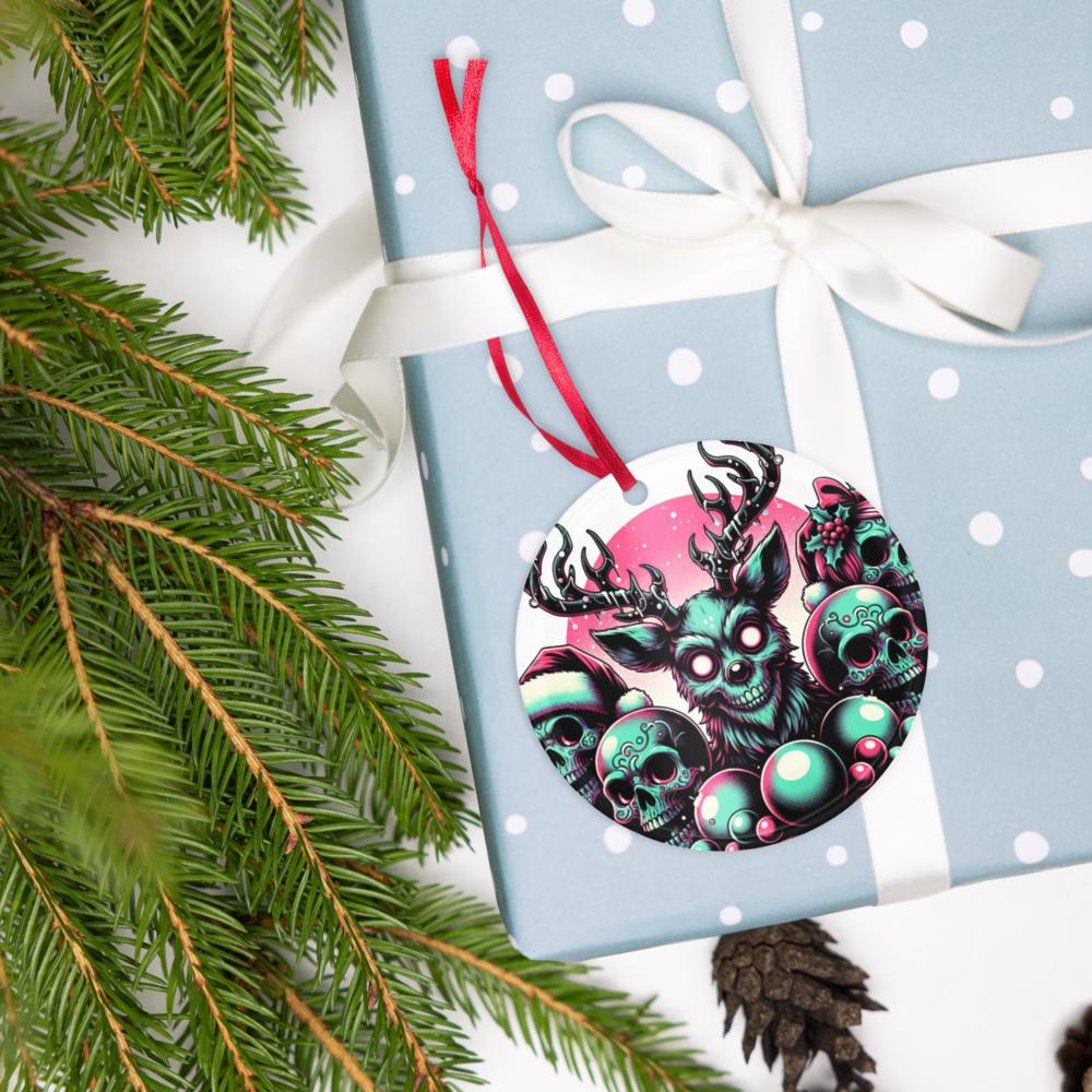 Spooky Skeletons Cute Horror Holiday Christmas Haunted Reindeer Weirdcore Goth Grunge Acrylic Xmas Ornament