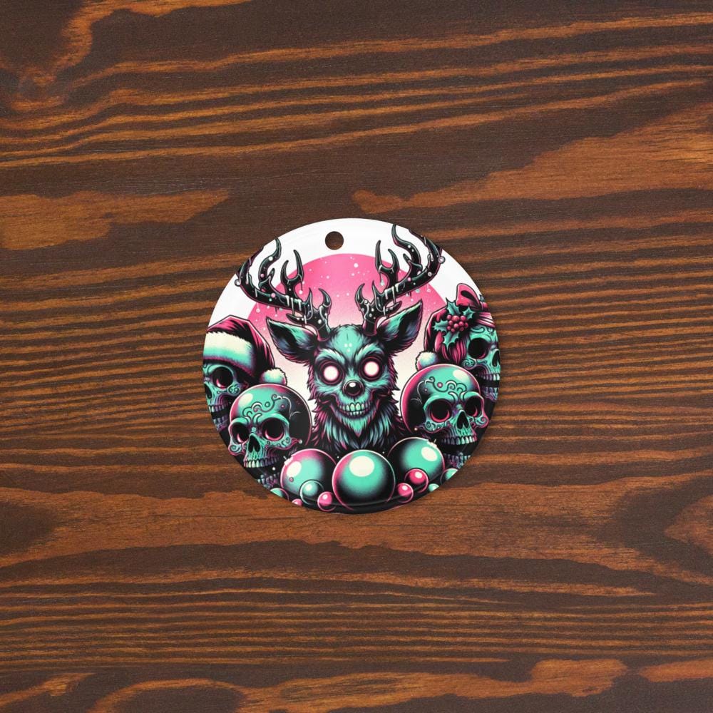 Spooky Skeletons Cute Horror Holiday Christmas Haunted Reindeer Weirdcore Goth Grunge Acrylic Xmas Ornament