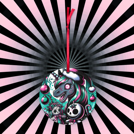 Spooky Cute Horror Holiday Christmas Nightmare Unicorn Weirdcore Goth Grunge Acrylic Xmas Ornament