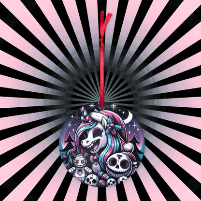 Horror Christmas Nightmare Unicorn Weirdcore Goth Grunge Acrylic Ornament