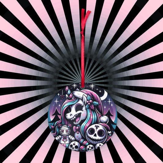 Horror Christmas Nightmare Unicorn Weirdcore Goth Grunge Acrylic Ornament