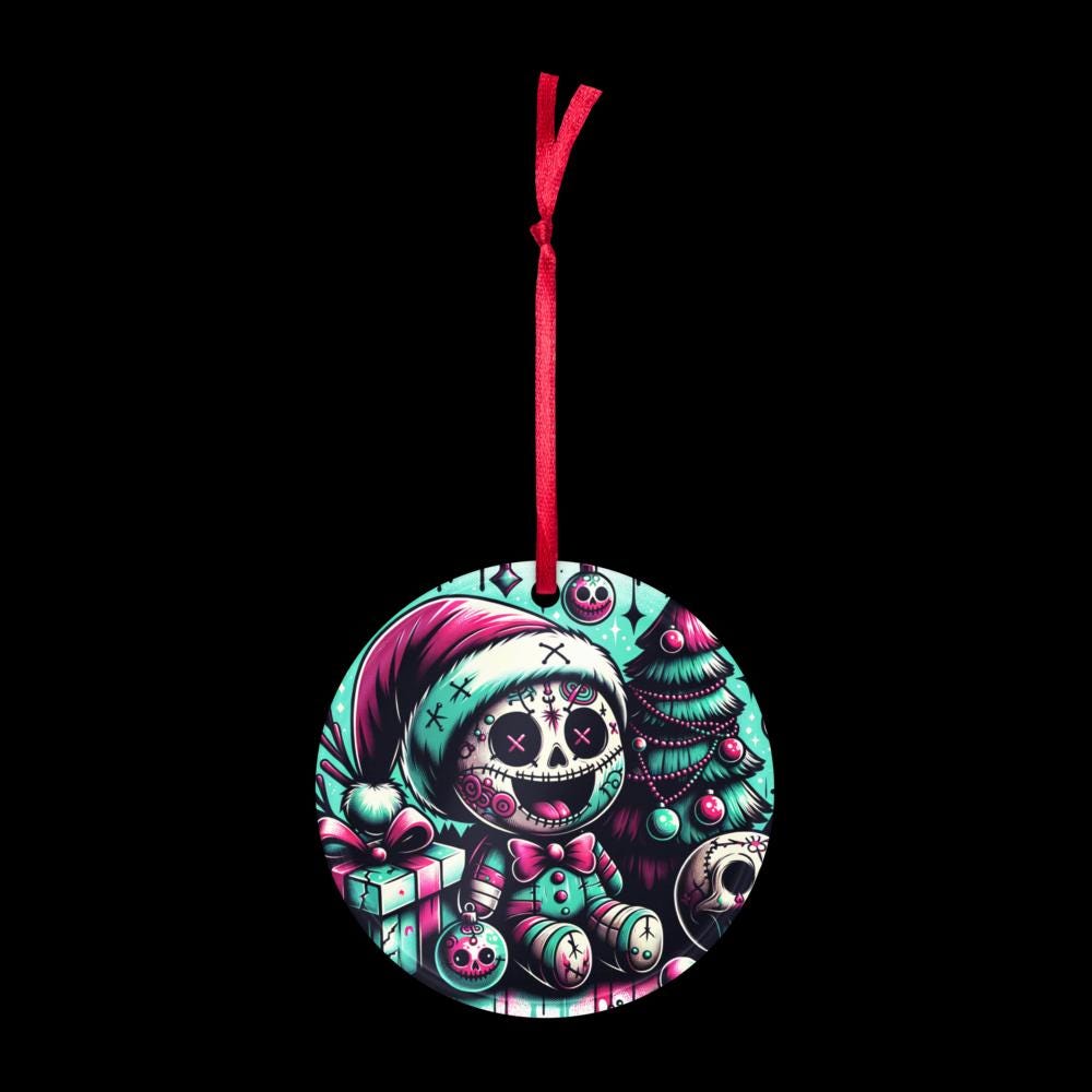 Cute Horror Holiday Christmas Nightmare Haunted Voodoo Doll Weirdcore Goth Grunge Acrylic Xmas Ornament