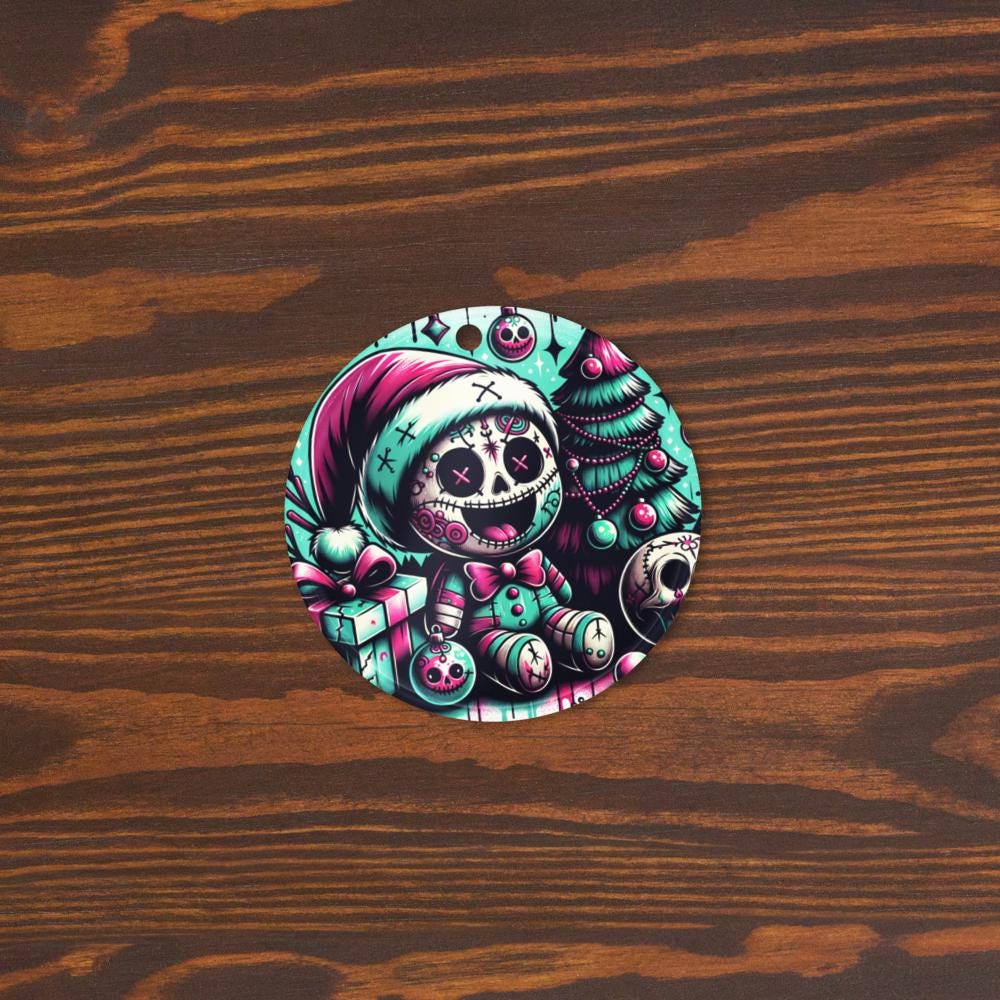 Cute Horror Holiday Christmas Nightmare Haunted Voodoo Doll Weirdcore Goth Grunge Acrylic Xmas Ornament