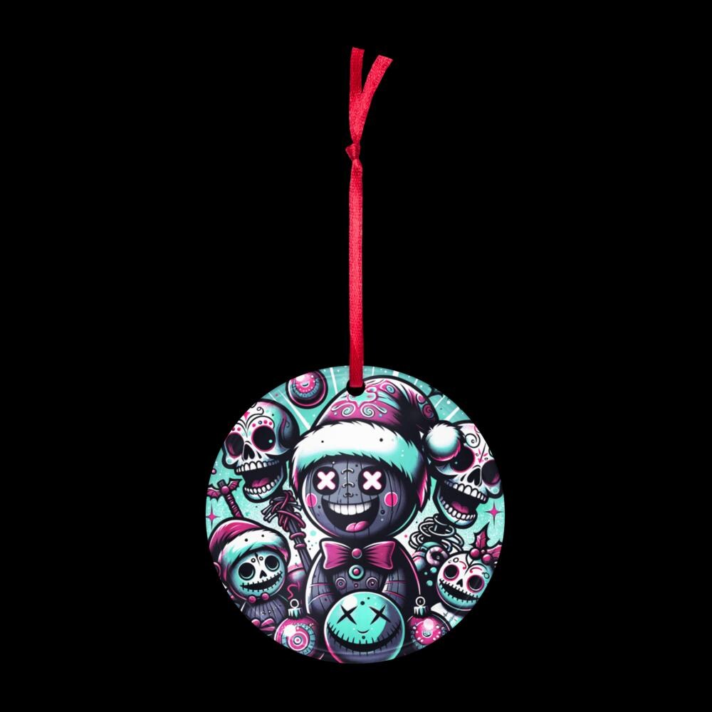 Spooky Sugar Skulls Cute Horror Holiday Christmas Haunted Voodoo Doll Weirdcore Goth Grunge Acrylic Xmas Ornament