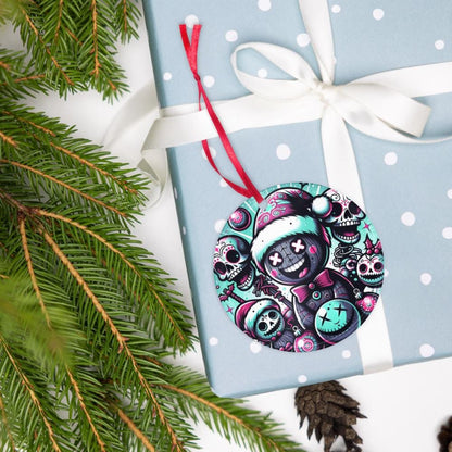 Spooky Sugar Skulls Cute Horror Holiday Christmas Haunted Voodoo Doll Weirdcore Goth Grunge Acrylic Xmas Ornament