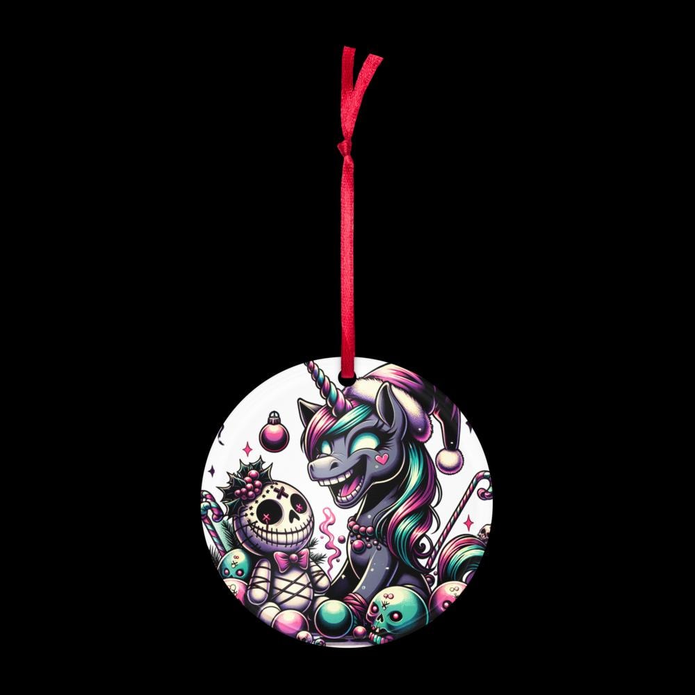 Horror Holiday Christmas Nightmare Unicorn Weirdcore Goth Grunge Acrylic Ornament