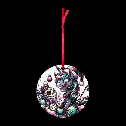 Horror Holiday Christmas Nightmare Unicorn Weirdcore Goth Grunge Acrylic Ornament