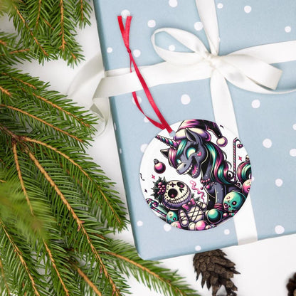 Horror Holiday Christmas Nightmare Unicorn Weirdcore Goth Grunge Acrylic Ornament