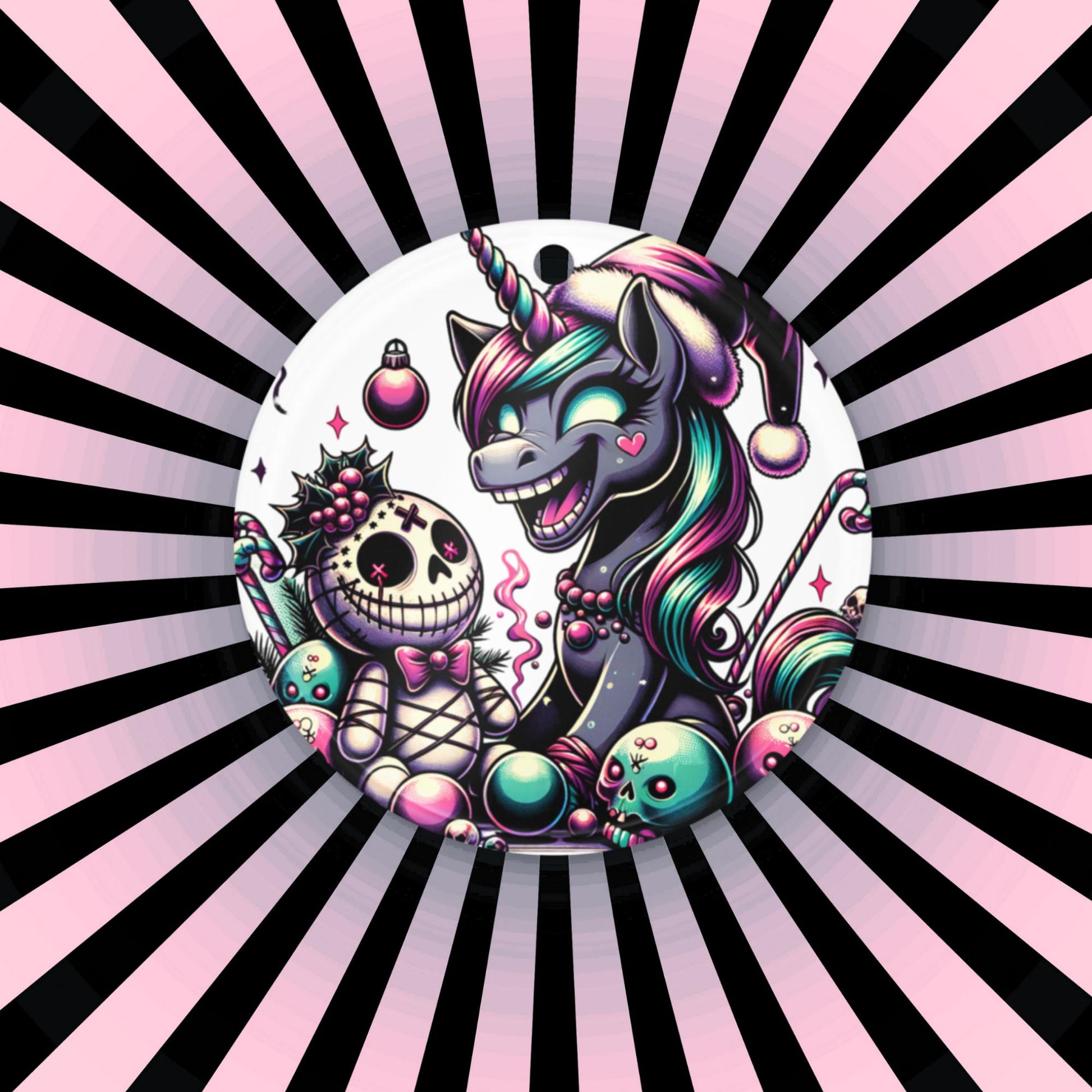 Horror Holiday Christmas Nightmare Unicorn Weirdcore Goth Grunge Acrylic Ornament
