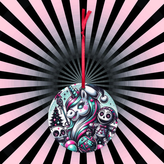 Spooky Horror Holiday Christmas Nightmare Unicorn Weirdcore Goth Grunge Acrylic Ornament