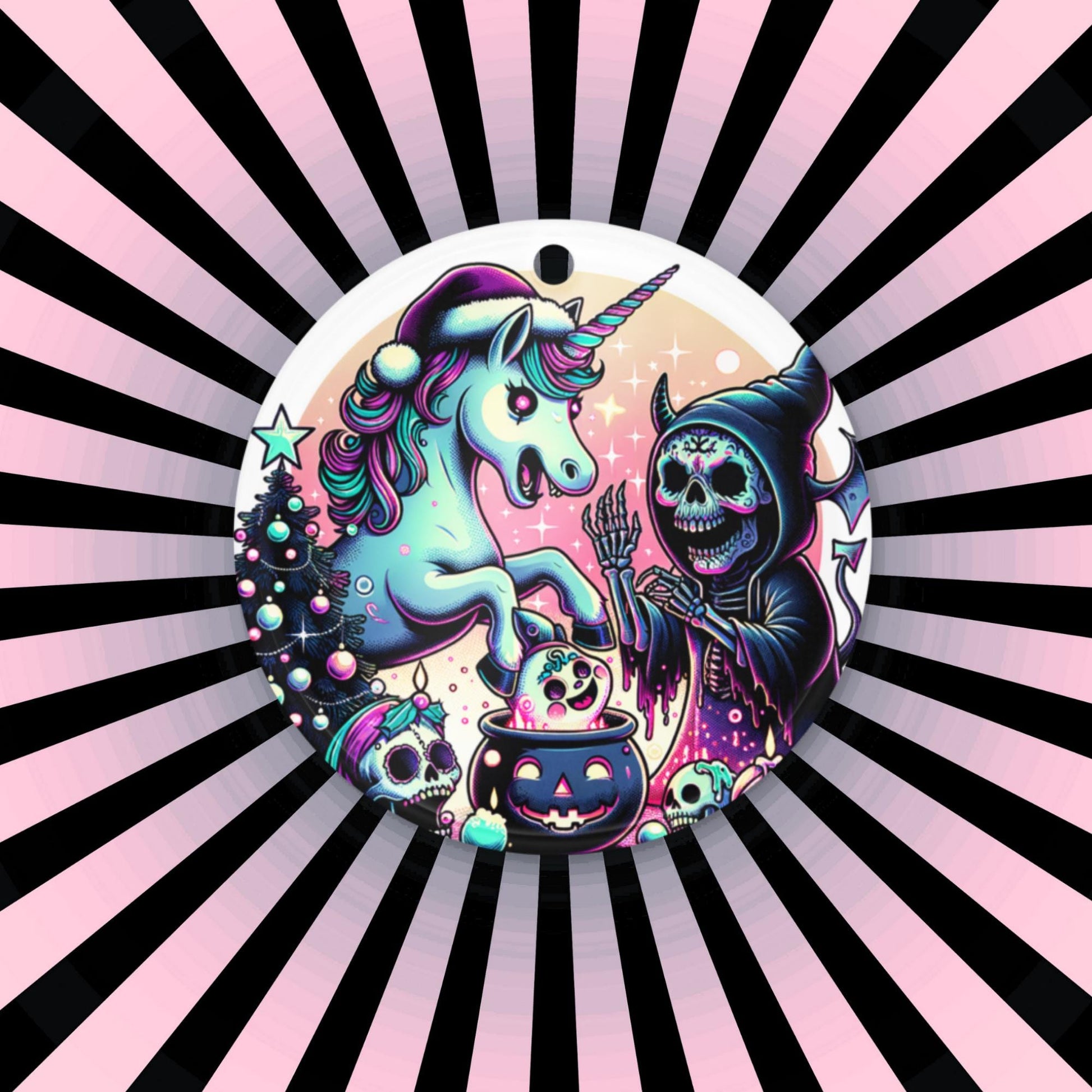 Creepy Cute Horror Holiday Christmas Nightmare Unicorn Weirdcore Goth Grunge Acrylic Xmas Ornament