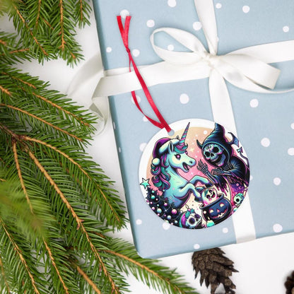 Creepy Cute Horror Holiday Christmas Nightmare Unicorn Weirdcore Goth Grunge Acrylic Xmas Ornament