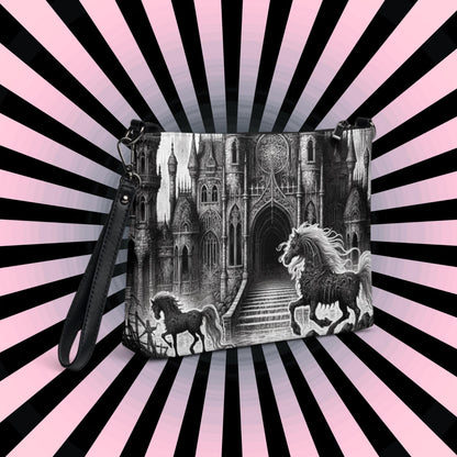 Goth Scene Horse and Castle Clutch Bag Gothic Grunge Purse Crossbody Bag