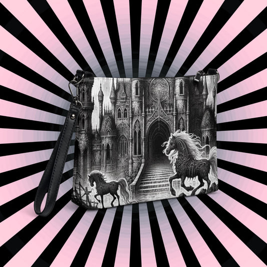 Goth Scene Horse and Castle Clutch Bag Gothic Grunge Purse Crossbody Bag