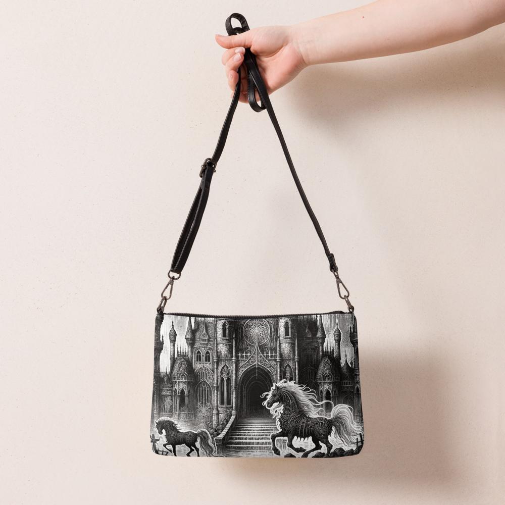 Goth Scene Horse and Castle Clutch Bag Gothic Grunge Purse Crossbody Bag