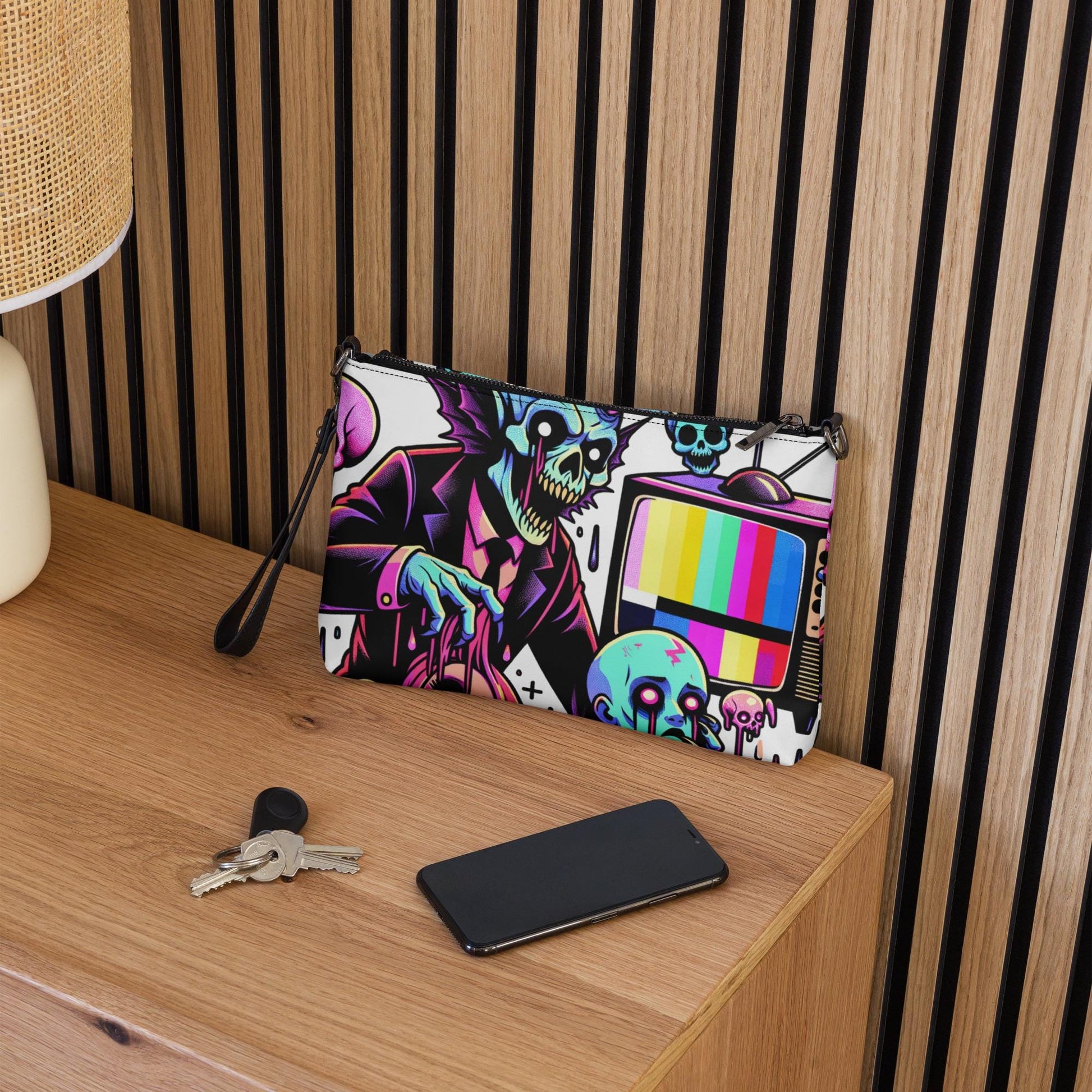 Weirdcore Pastel Goth Scene Zombie TV Punkrock Clutch Bag Gothic Grunge Purse Crossbody Bag