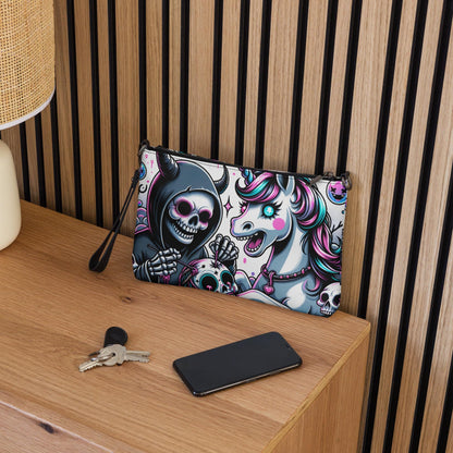 Weirdcore Pastel Unicorn Sugar Skull Grim Reaper Punkrock Clutch Bag Gothic Grunge Purse Crossbody Bag