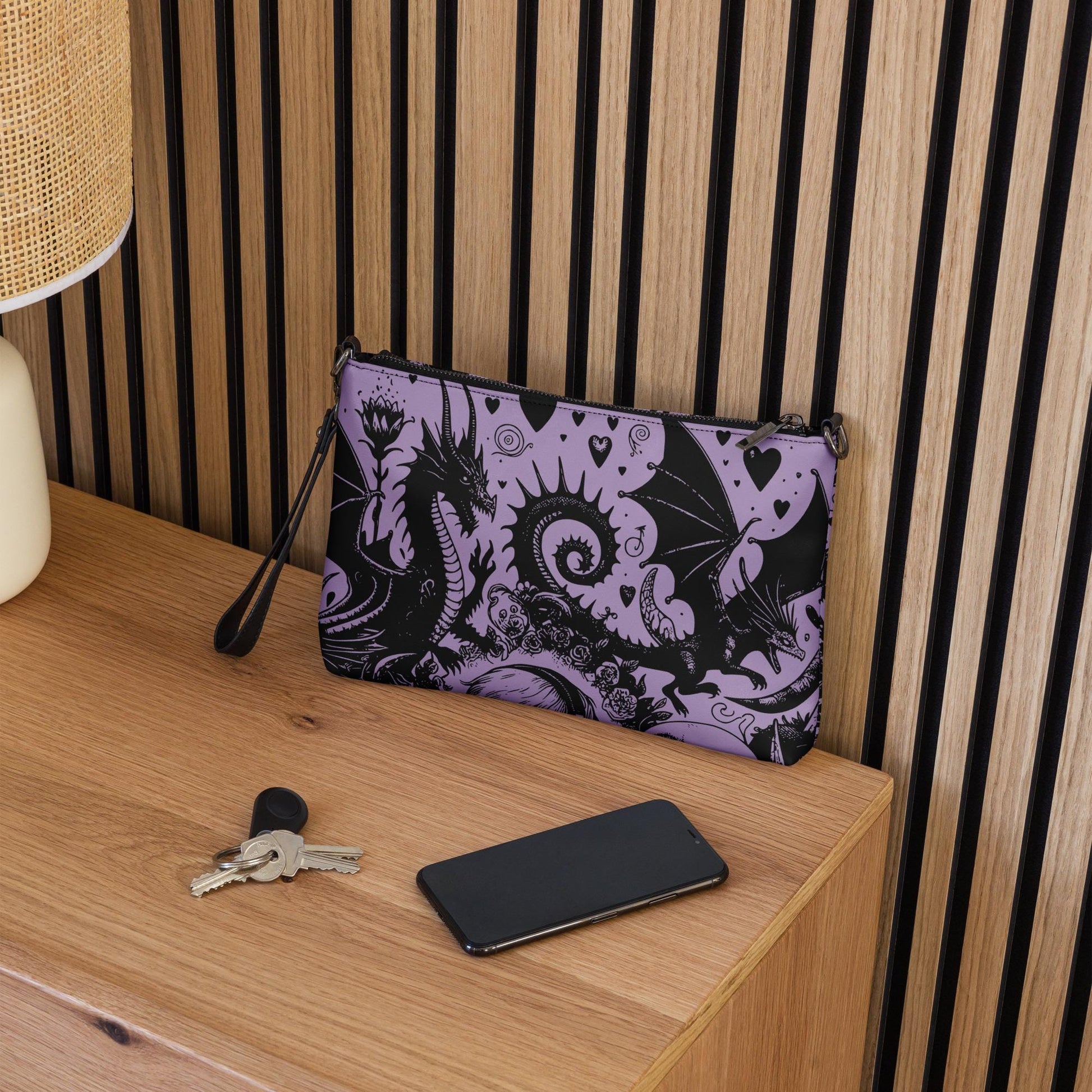 Purple Pastel Goth Kid Boy Drowning Out the Demons Weirdcore Dreamscape Punkrock Clutch Bag Gothic Grunge Purse Crossbody Bag