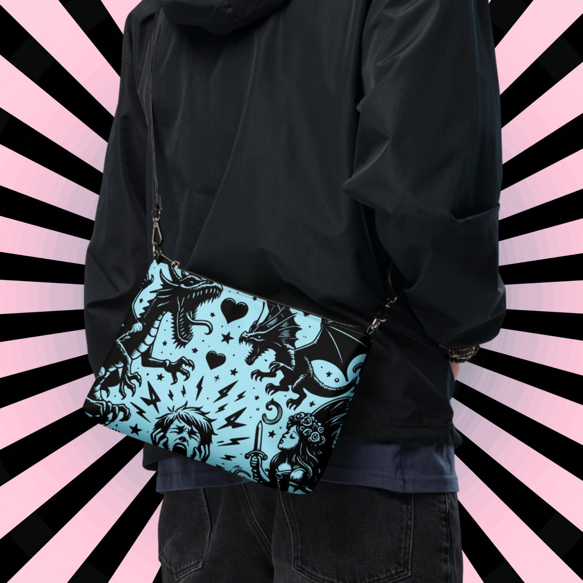 Goth Kid Screaming Nightmare Weirdcore Dreamscape Punkrock Clutch Bag Gothic Grunge Purse Crossbody Bag