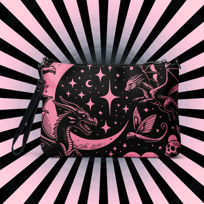 Pink Pastel Goth Kid Staring into the Night Weirdcore Dreamscape Punkrock Clutch Bag Gothic Grunge Purse Crossbody Bag
