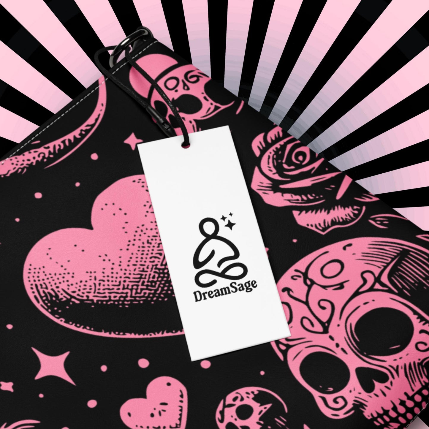 Pink Pastel Goth Kid Staring into the Night Weirdcore Dreamscape Punkrock Clutch Bag Gothic Grunge Purse Crossbody Bag