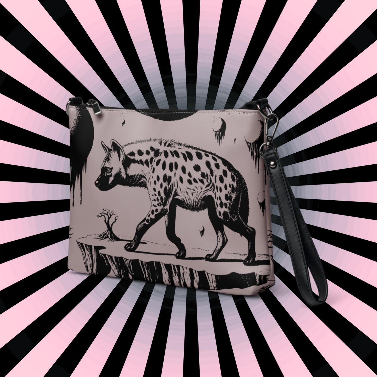 Tan Pastel Goth Creepy Cute Weirdcore Strange Realm Spotted Hyena Punkrock Clutch Bag Gothic Grunge Purse Crossbody Bag