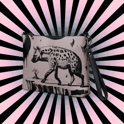 Tan Pastel Goth Creepy Cute Weirdcore Strange Realm Spotted Hyena Punkrock Clutch Bag Gothic Grunge Purse Crossbody Bag