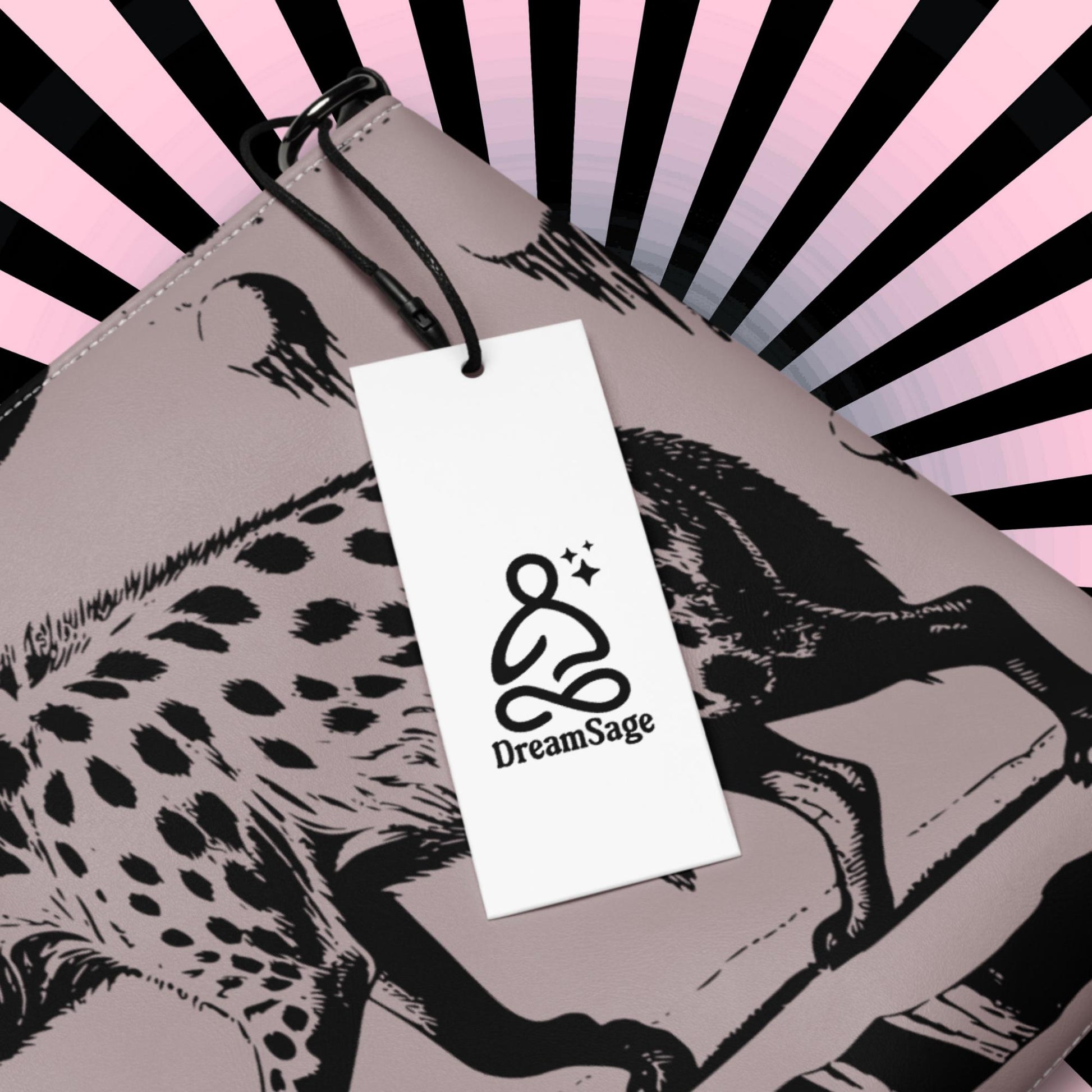 Tan Pastel Goth Creepy Cute Weirdcore Strange Realm Spotted Hyena Punkrock Clutch Bag Gothic Grunge Purse Crossbody Bag