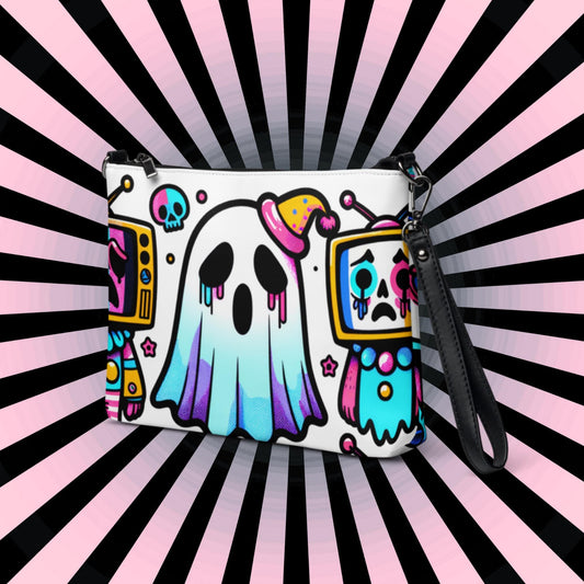 Neon Goth Creepy Cute Weirdcore Clowncore TV Head Ghosts Punkrock Clutch Bag Gothic Grunge Purse Crossbody Bag