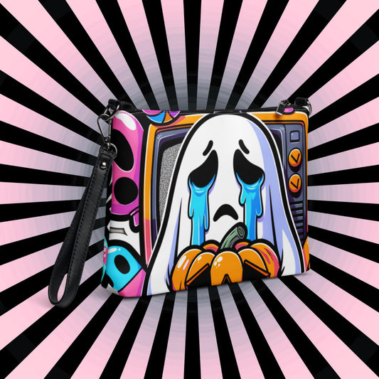 Neon Goth Weirdcore TV Head Ghosts Punkrock Clutch Bag Gothic Grunge Purse Crossbody Bag