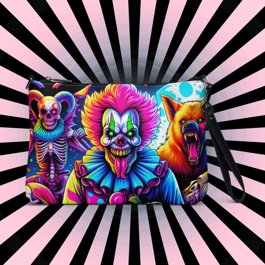 Neon Goth Weirdcore Clowncore Creepy Clown Punkrock Clowns Clutch Bag Gothic Grunge Purse Crossbody Bag