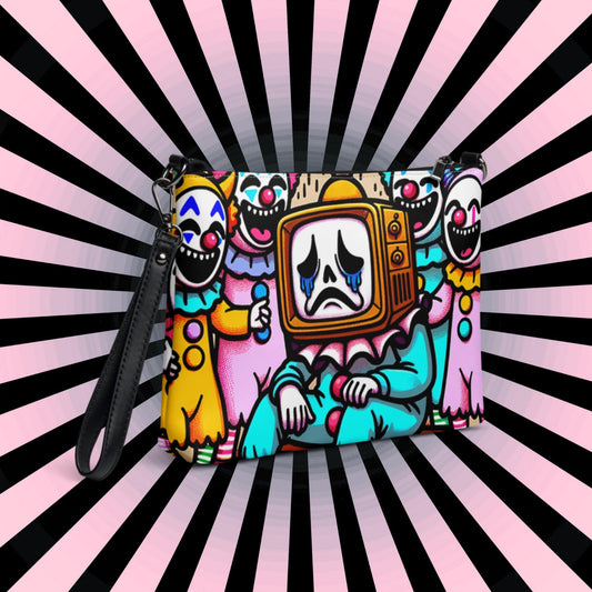 Neon Goth Horror Punkrock Weirdcore TV Clown Pastel Goth Grunge Clutch Purse Crossbody Bag