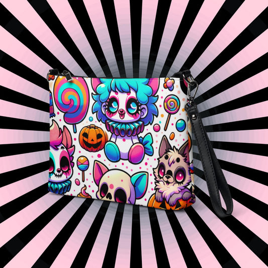 Creepy Cute Neon Goth Horror Punkrock Bubble Clown Clowncore Anime Weirdcore Pastel Goth Grunge Clutch Purse Crossbody Bag