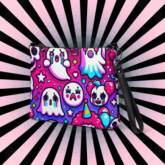 Neon Goth Horror Punkrock Sugar Skulls Ghosts Weirdcore Pastel Goth Grunge Clutch Purse Crossbody Bag
