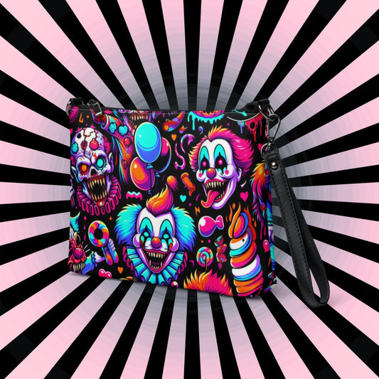 Clowncore Neon Goth Horror Punkrock Demon Clowns Weirdcore Pastel Goth Grunge Clutch Purse Crossbody Bag