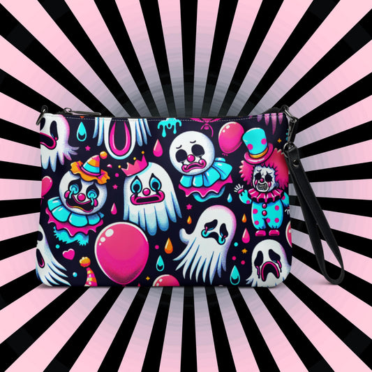 Neon Goth Horror Punkrock Clowns & Ghosts Weirdcore Pastel Goth Grunge Clutch Purse Crossbody Bag