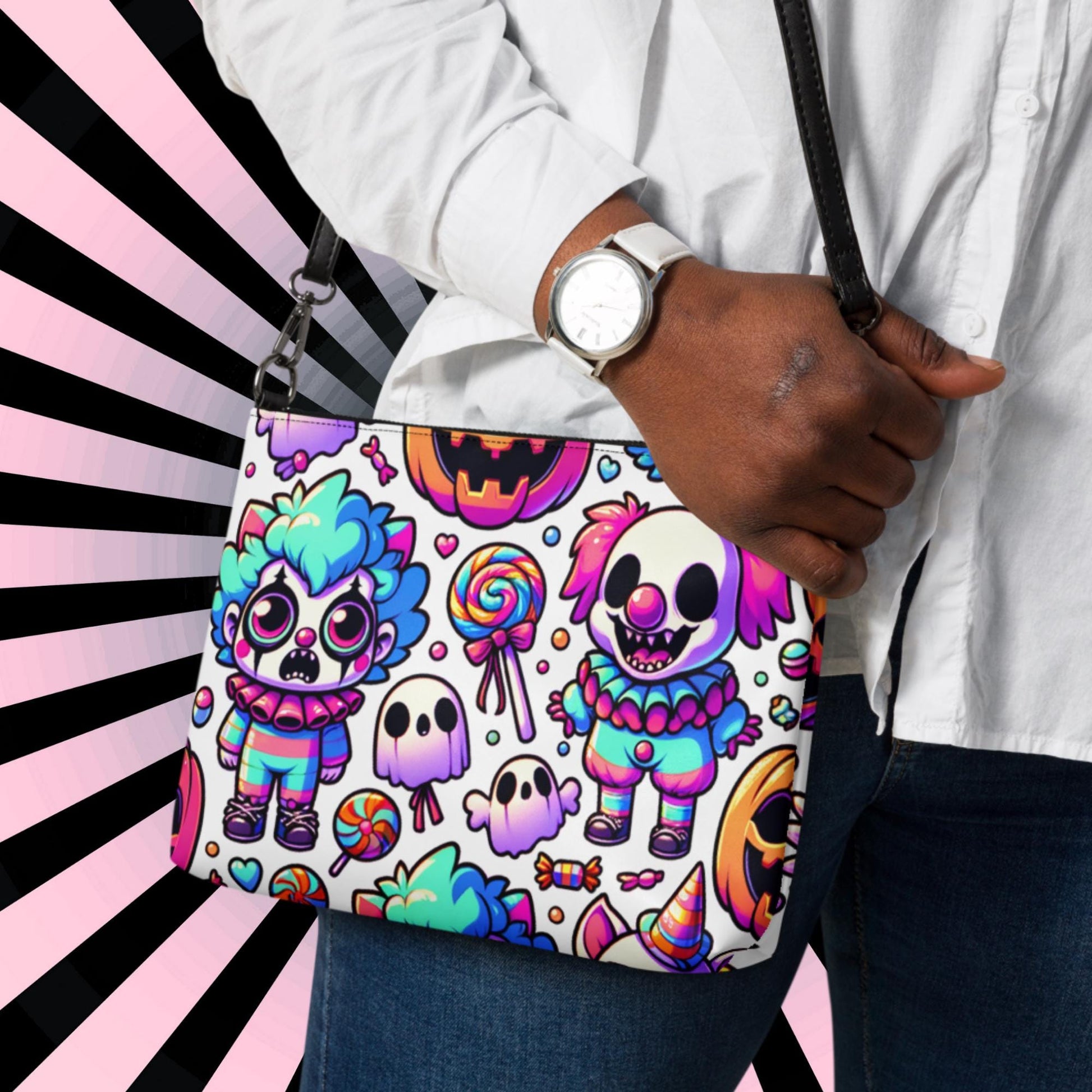 Weirdcore Pastel Goth Bubble Clowns Clowncore Punkrock Clutch Bag Gothic Grunge Purse Crossbody Bag