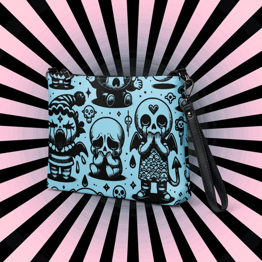 Weirdcore Pastel Goth Crying Bubble Skulls Punkrock Clutch Bag Gothic Grunge Purse Crossbody Bag