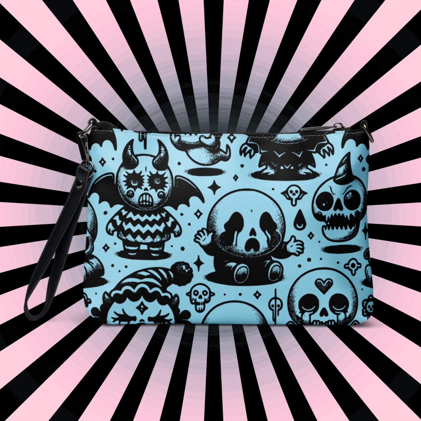 Weirdcore Pastel Goth Crying Bubble Skulls Punkrock Clutch Bag Gothic Grunge Purse Crossbody Bag