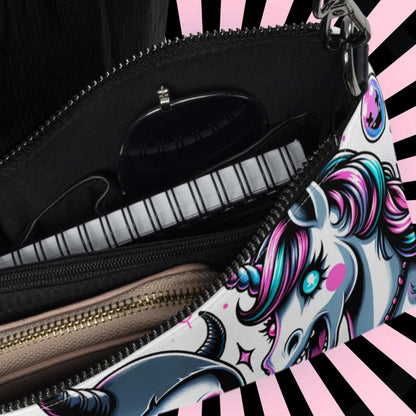 Weirdcore Pastel Unicorn Sugar Skull Grim Reaper Punkrock Clutch Bag Gothic Grunge Purse Crossbody Bag